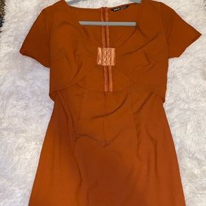 Front clasp brown mini dress